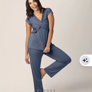 NWT Kindred Bravely Davy Nursing Maternity Pajama Sleepwear Set Slate Blue Sz M